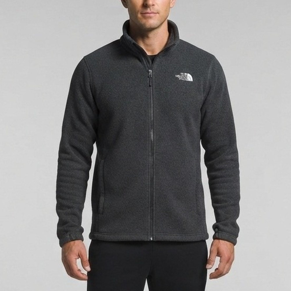 The North Face Mens Full Zip Fleece Jacket Charcoal Gray Heather Mock Neck XL